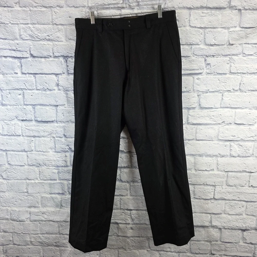 Banana Republic Men Black Wool Blend Dress Pants Trousers Pockets Size 33X29‎